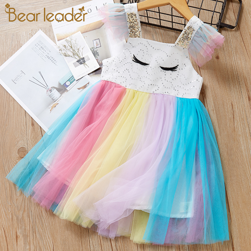 Bear Leader Girls Dress New Summer Kids Girl Princess Dress Elegant Princess Children Clothing Poka Dot Mesh Dress Suit for 3 7Y