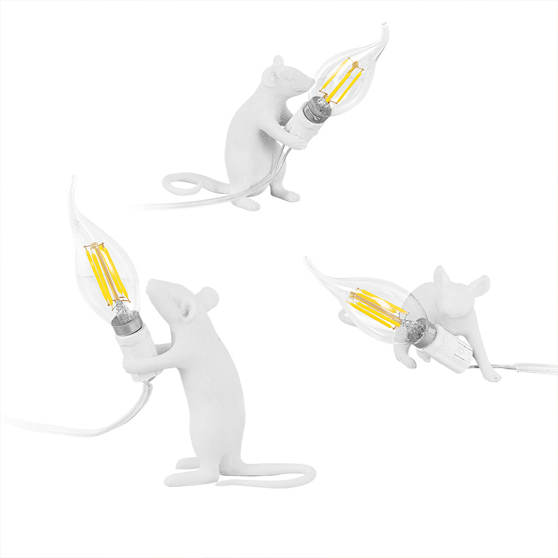 Modern Resin Mouse Table Lamp LED E12 mouse Table Lamps Desk Nordic Kids' Room Decor LED Night Lights EU/AU/US/UK Plug