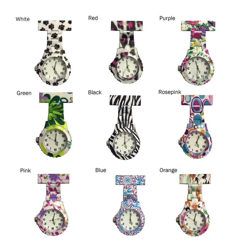 Colorful Silicone Round Dial Quartz Pocket Nurse Watch Quartz Brooch Doctor Nurse Hanging Watches TT@88