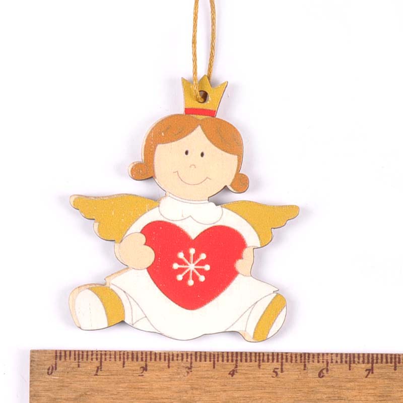 2020 New Christmas Wood Decoration Hanging Ornaments Pendant Painted Angel Car Wooden Xmas Tree Crafts Arts Kids Gifts c2723