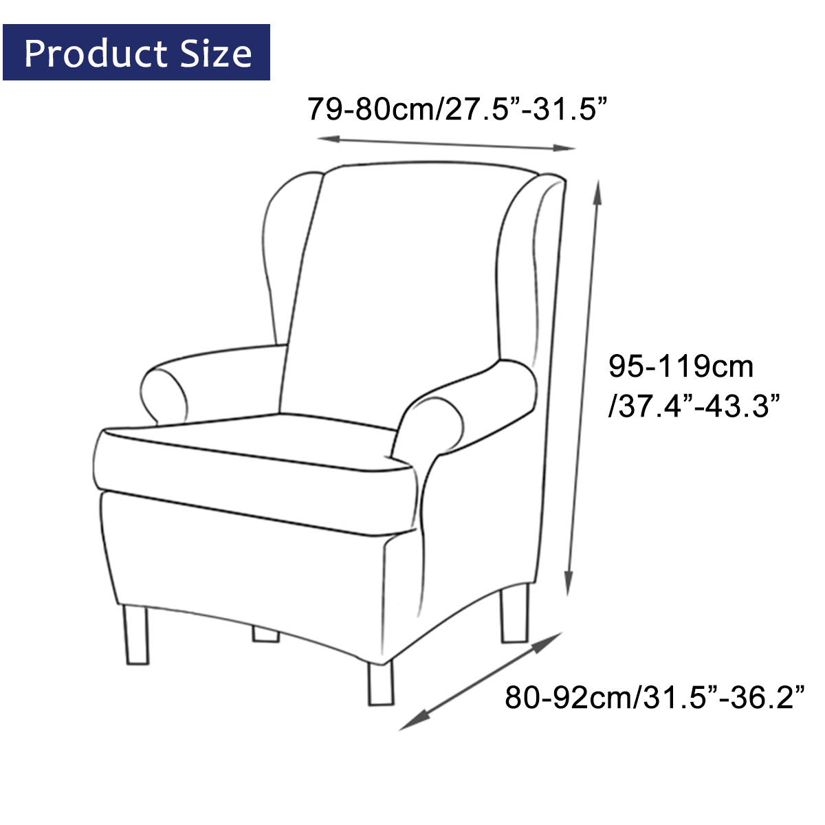 Elastic Armchair Wingback Protector Sloping Arm King Back Chair Cover Chair Wing Back Chair Cover Stretch Slip Cover Protector