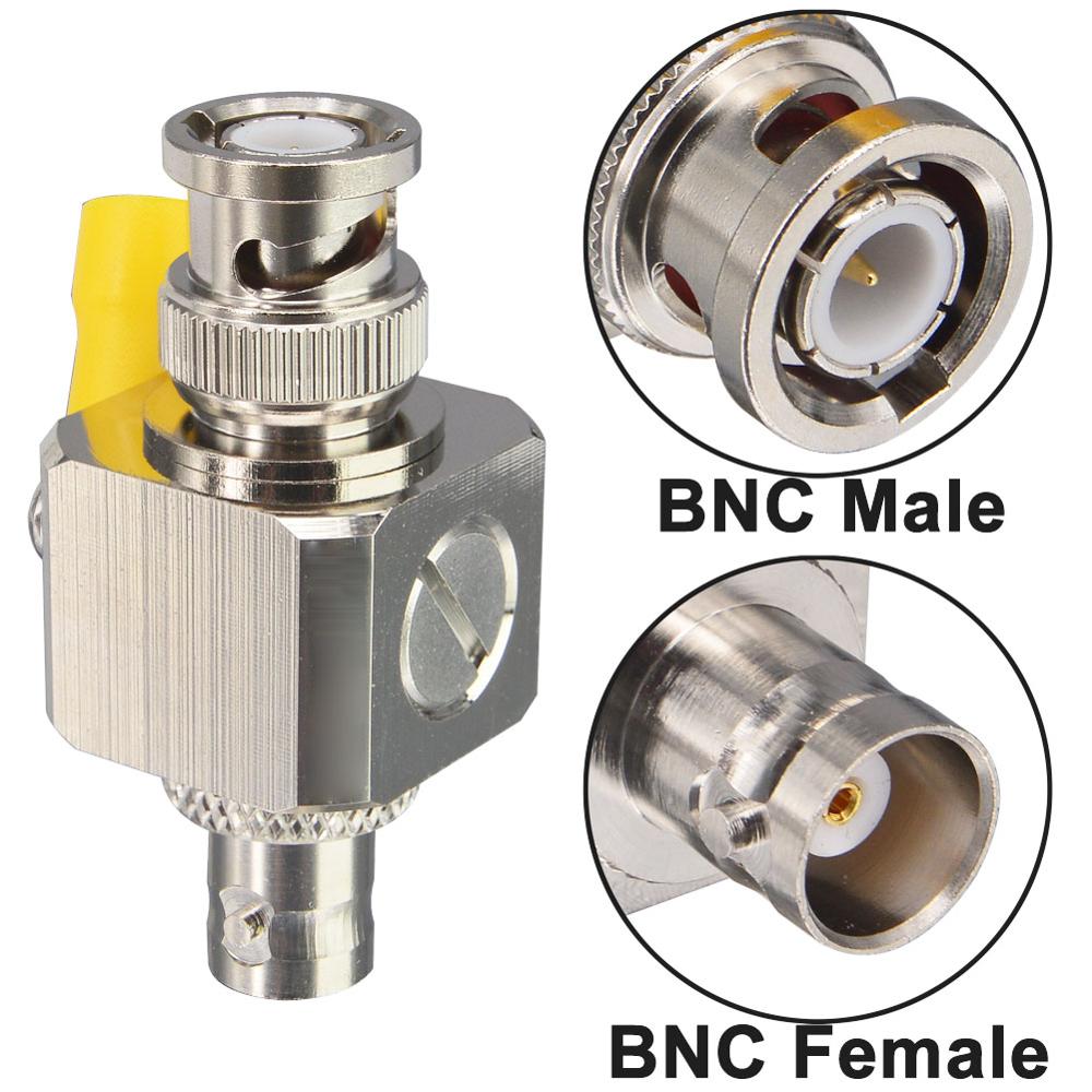 BNC Coaxial Lightning Arrestor Surge Protector 50 Ohm BNC Male to Female Thunder & Lightning Protection Device for CCTV Camera