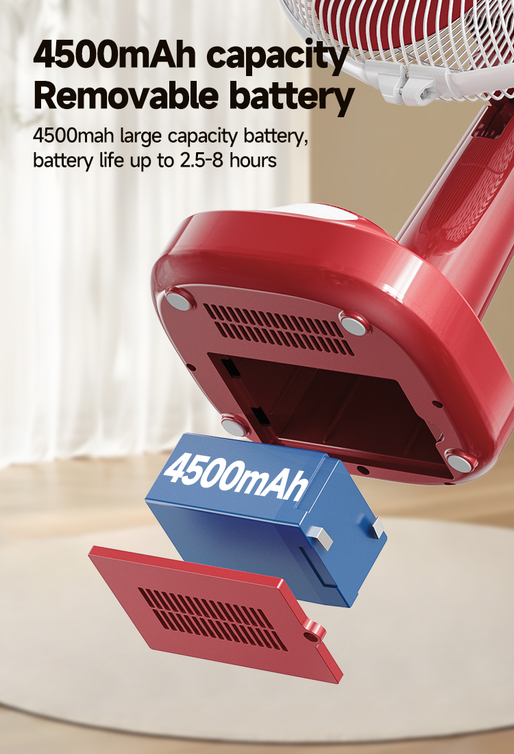 04-F111AT-F111AT-12 Inch Rechargeable Table Floor Solar Fan AC DC with LED Light