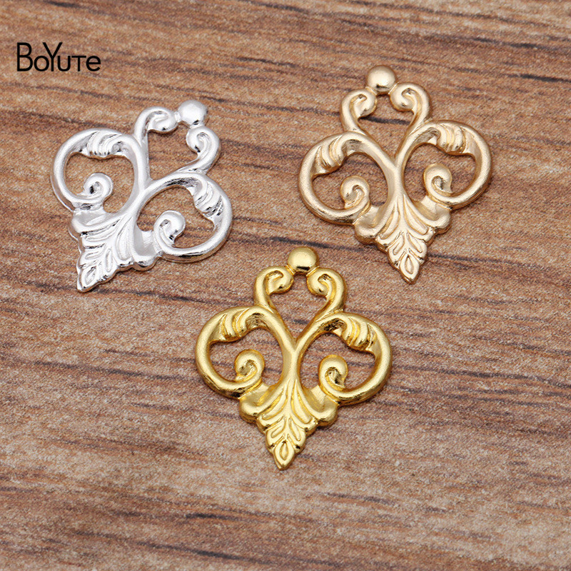 BoYuTe 100Pcs 13*15MM Metal Filigree Flower European Charms DIY Jewelry Accessories Parts Pendant Charms