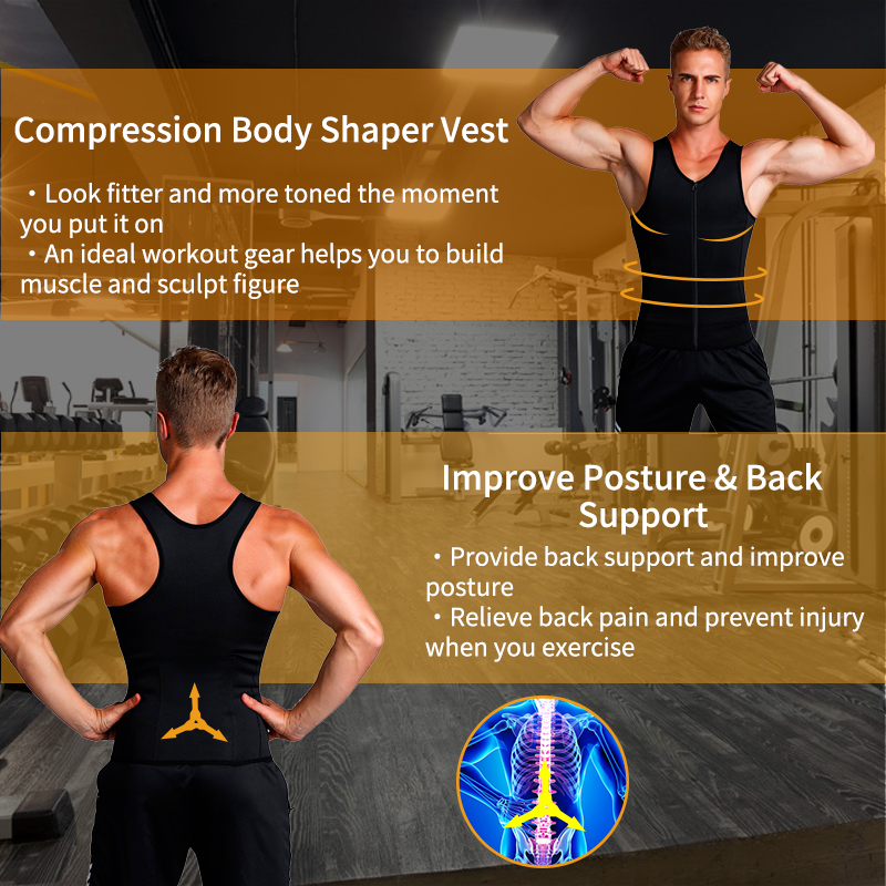 Compression Shirt for Men Weight Loss Workout Undershirts Slimming Vest Body Shaper Waist Trainer Tank Tops Shapewear Sauna Suit