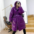 2021 Winter Down Parka Candy Color Women's Down Jacket Purple Pink 90% White Duck Down Coat Women Hooded Warm Outwear Sashes