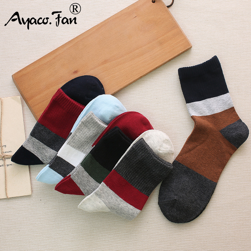 5 Pairs/Lot Autumn Winter New Men Cotton Crew Socks for Male Patchwork Colors Classic Business Men's Socks Dress Socks Man Meias