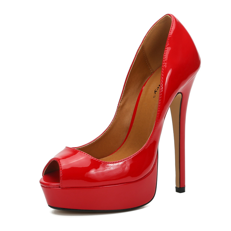 Hey Si Mey Luxury Sexy Open Toe Platform Pumps Women Shoes Fashion Female High Heels Large Size 45 48 Black Red Women Heels