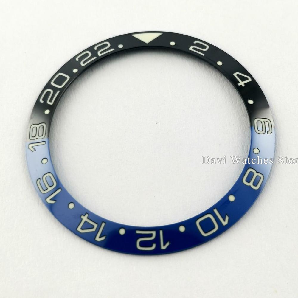 38mm Super Luminous Watch Bezel Insert Black Blue GMT Ceramic Bezel Ring Insert Watch Parts Fits For 40mm GMT Watches