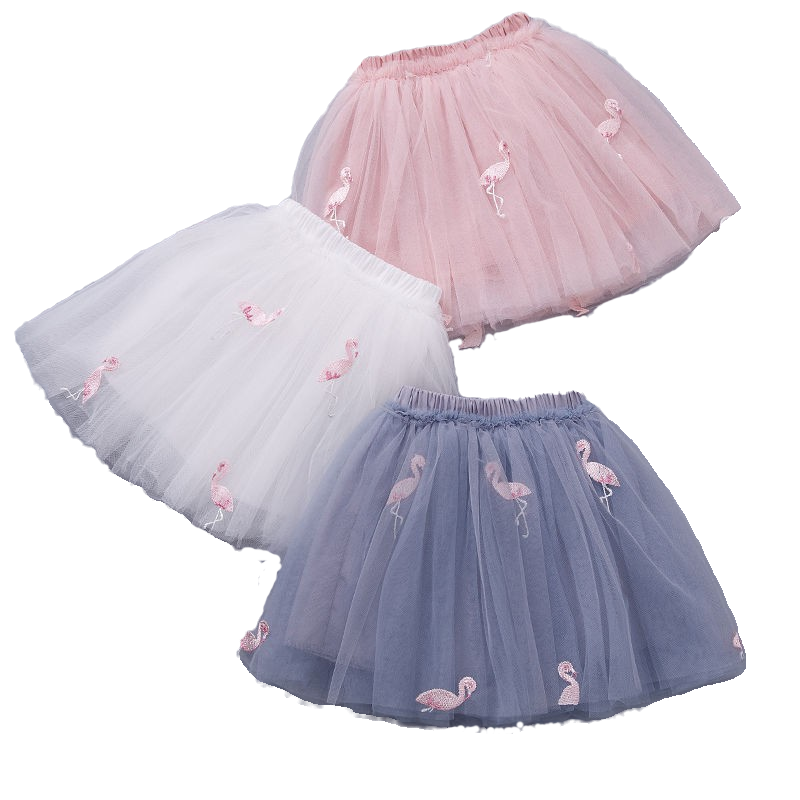 Fashion Kids Girls Skirts Paper Cranes Embroidery Mesh Skirt Pleated Fairy Skirt Party Cosplay Princess Tutu Tulle Faldas 3-10Y
