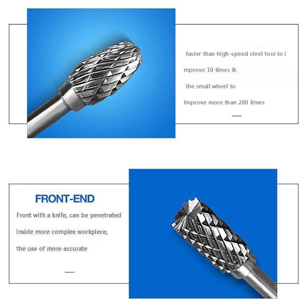 10 Piece Set Of High Speed Steel Electric Grinder Grinding Head Woodworking Rotary File Milling Cutter Carving Knife