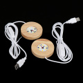 Wood Light Base Rechargeable Remote Control Wooden LED Light Rotating Display Stand Lamp Holder Lamp Base Art Ornament
