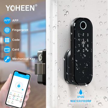 Waterproof Fingerprint Door Lock, Outdoor Bluetooth Smart Locks, Wifi Passcode IC Card Keyless Enter Electronic Lock