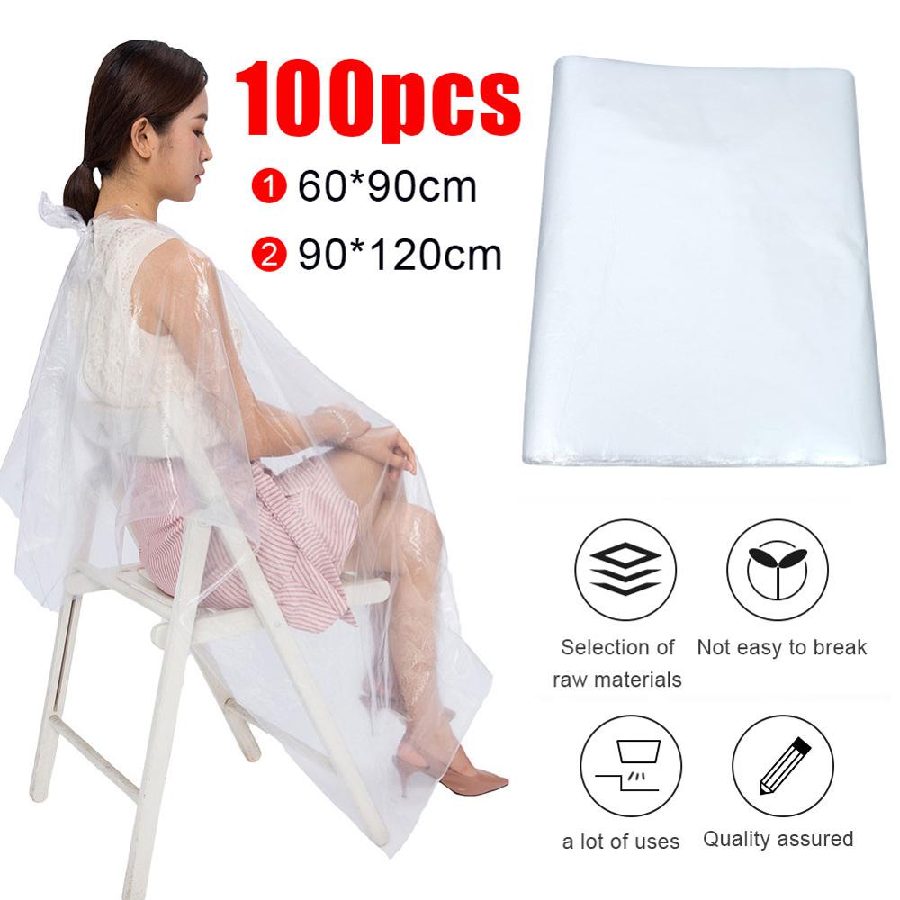 100 Pcs Disposable Hairdressing Capes Waterproof Cloth Gown Barber Cape Hair Cutting Apron Transparent Hairdressing Cloth