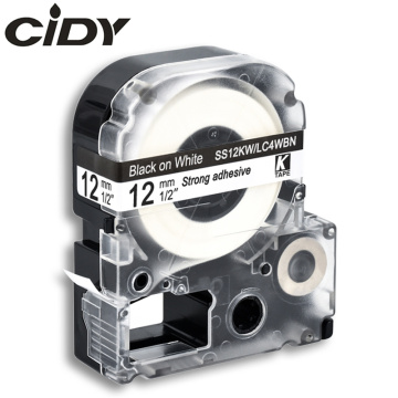 CIDY 12mm Black on White SS12KW / LC-4WBN9 LC-4WBN LC4WBN compatible label tape SC12YW for kingjim printer for LW300 LW400