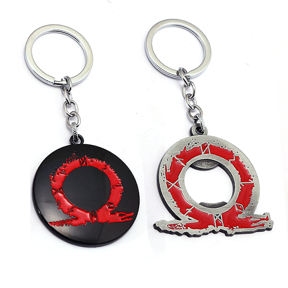 Promotion God Of War 4 Keychain Kratos Axe Key Chains Sword OLYMPUS KRATOS Weapons Metal Pendant Keyring Men Souvenir Jewelry