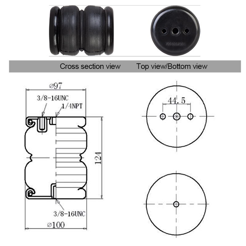 2E2200 Double convolute air spring airbag Air Ride Suspension Bag pneumatic bag shock absorber