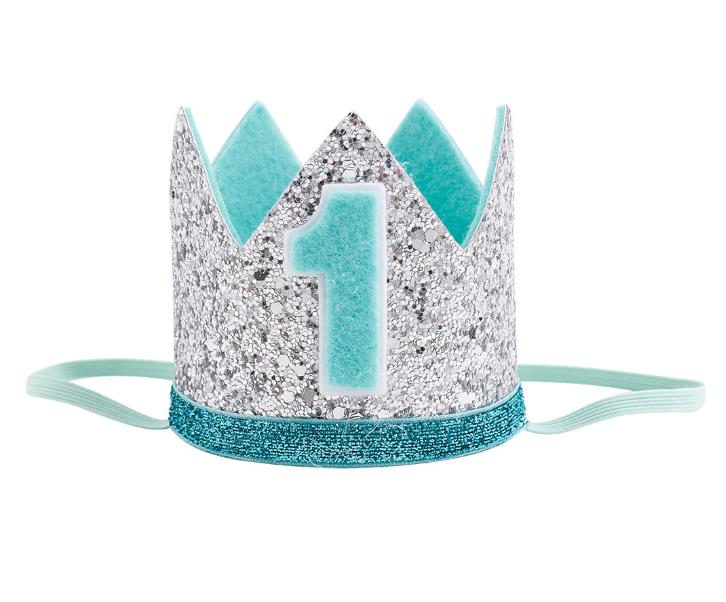 1 Pc New Creative Cute Boys 1st Birthday Silver Blue Gold Crown Kids Golden Blue Birthday Boy for Cake Smash Birthday Party Hat