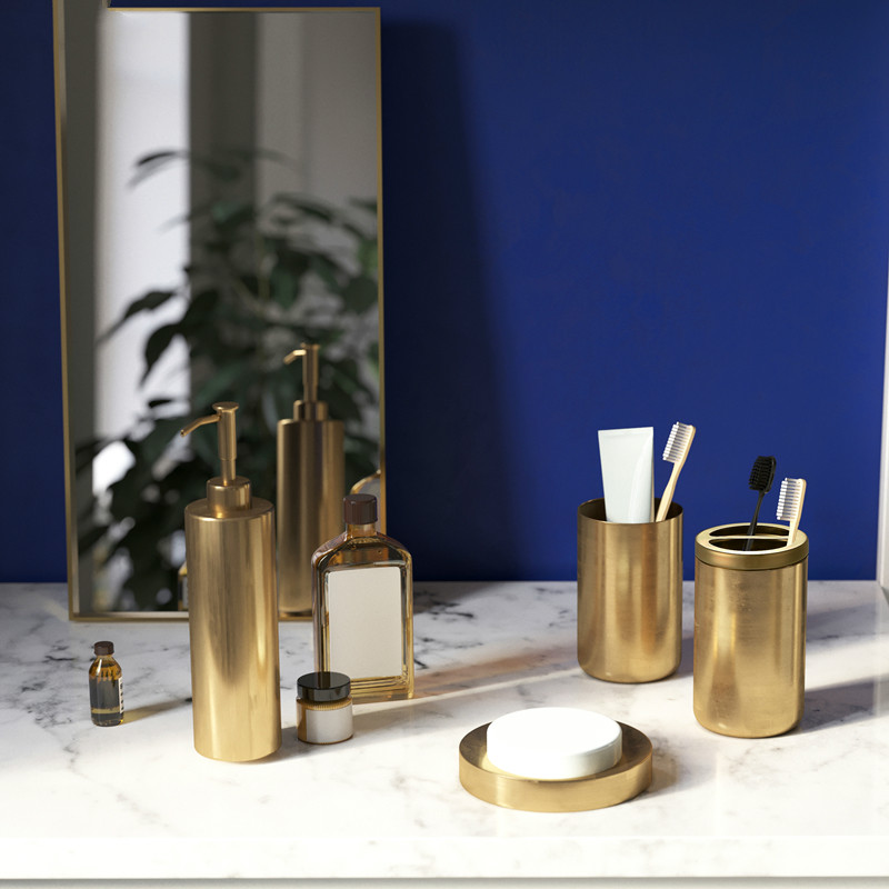 Gold Nordic style Bathroom Supplies Lotion Bottle Toothbrush Cup Toothbrush Holder Soap Dish Four-piece Set Bathroom Accessories