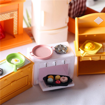 4 Pcs/Set Doll House Baking Pan Japanese Steak Pan Miniature Kitchen Model Tableware Kitchen Toys Doll House Accessories