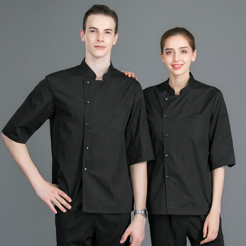 New Arrival Short Sleeves Restaurant Uniform Kitchen Hotel Cook Work Wear Breathable Chef Jacket Pure Color Unisex Sushi Costume