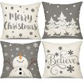 Gray Christmas Pillow Decorations Snowflake Winter Holiday