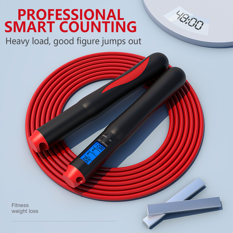 Smart Jump Rope With Counter Calories Timing Crossfit Weighted Skipping Fitness Exercise Adjustable Wire Bearings Anti-Slip