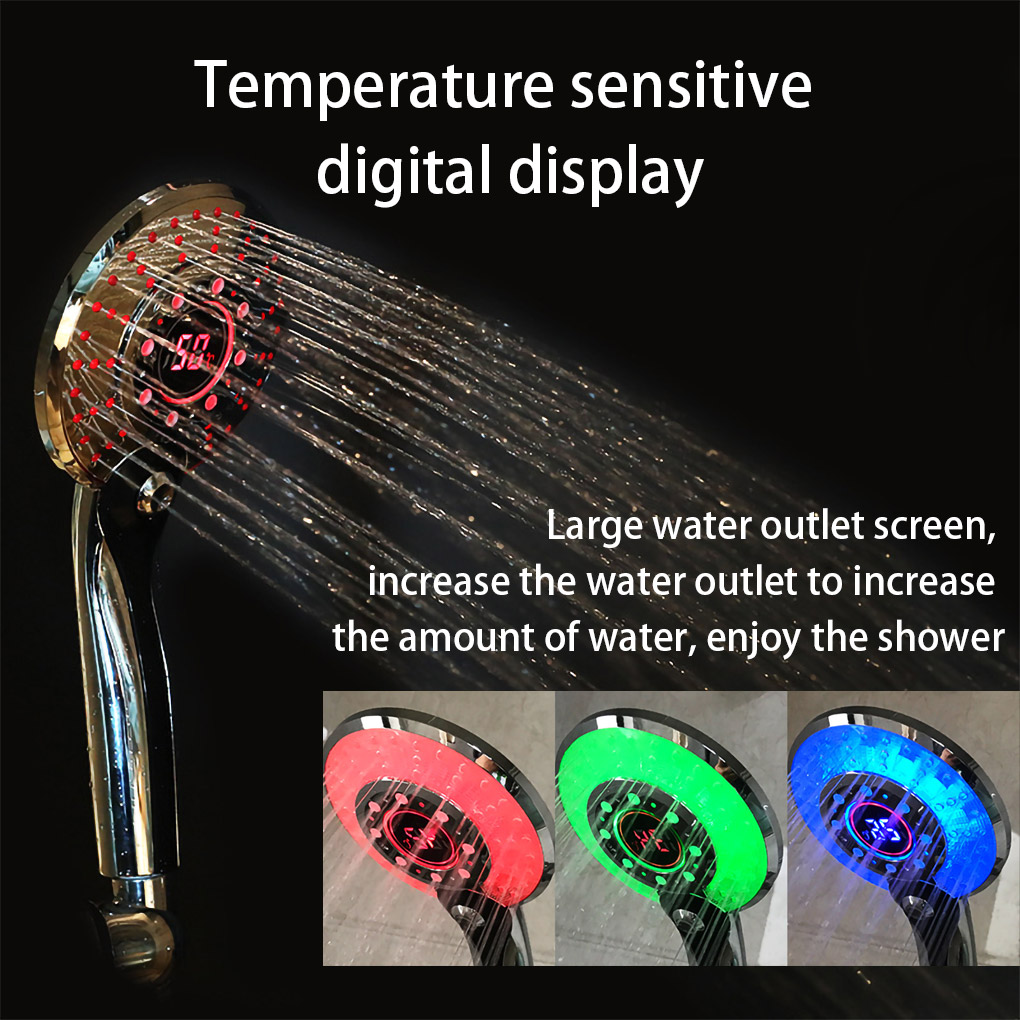 LED Shower Head Digital Temperature Control Rain Bath Head Showers Sprayer Filter For Water Spraying Mode Bathroom Accessories