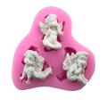 3 Hole Baby Angel Shaped Silicone Mold Cake Decoration Boy Fondant Cookies Tools 3D Silicone Candy Mold