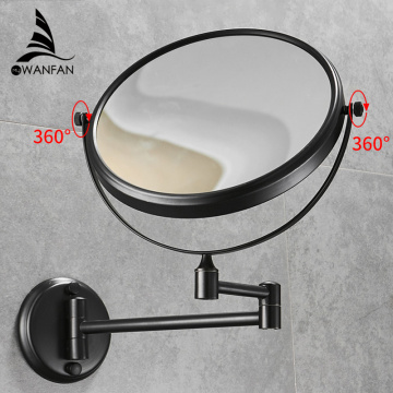 Bath Mirrors 8' Round Wall Makeup Mirror 3X1 Magnifying Mirrors Black Brass Double Side Beauty 360 Rotate Bathroom Mirror 1308
