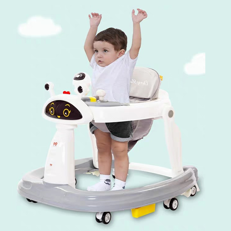 Six Wheel Multifunction Anti-rollover Baby Walker with Can adjustable Infant Push Trolley with Light music Toddler 6-12 Months