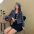 Blazers Womens Autumn Plaid Short Style Casual Chic High Street All Match Retro Female Outwear Loose Double Breasted Fashion New