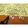 30pcs- Antique Tibetan Silver Number 2 Charms Pendants, Number TWO Charms Jewelry Making 15x5mm
