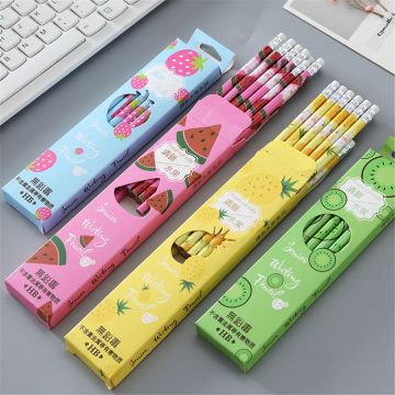 12Pcs Fresh Fruit Pencils Pineapple Strawberry Pencil for Kids Gifts HB Black Lead Wood Standard Pencil Set Kawaii Stationery