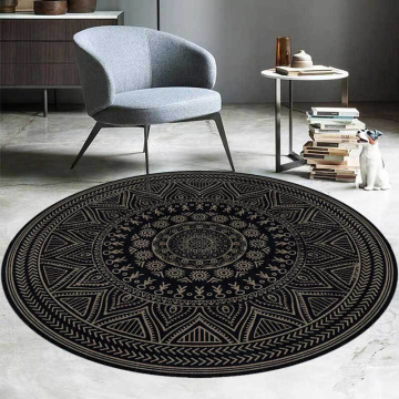 Retro Mandala Lotus Flower Pattern Round Carpet Chair Floor Mat Soft Carpets For Living Room Anti-slip Rug Bedroom Decor Carpet