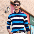 2019 High Quality Men's Polo Shirt 3D embroidery Striped Long sleeve POLO shirt men polo solid poloshirts 8803