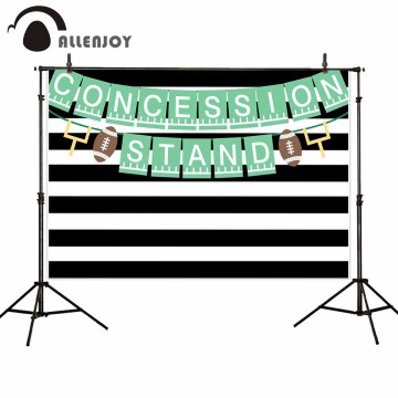 Allenjoy Sports Game Backdrops Black White Stripe Football Flags Concession Stand Photocall Banners Boy Birthday Party Supplies