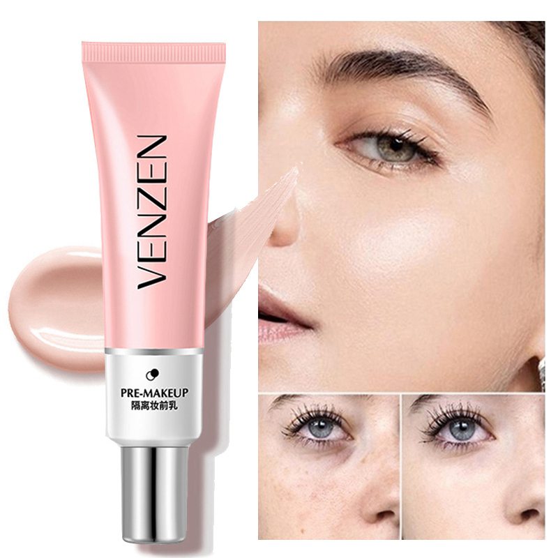Face Foundation Cream Concealer Moisturizer Smooth Invisible Pores Tone-up Rose Serum Waterproof Pink Venzen W Primer Makeup