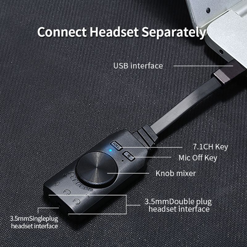 GS3 Virtual 7.1 Channel Sound Card Converter Adapter External USB Audio 3.5mm Headset Stereo for PC Desktop Notebook Accessories