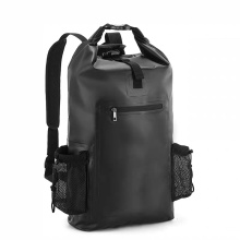 Black Compact Roll Top Waterproof Backpack