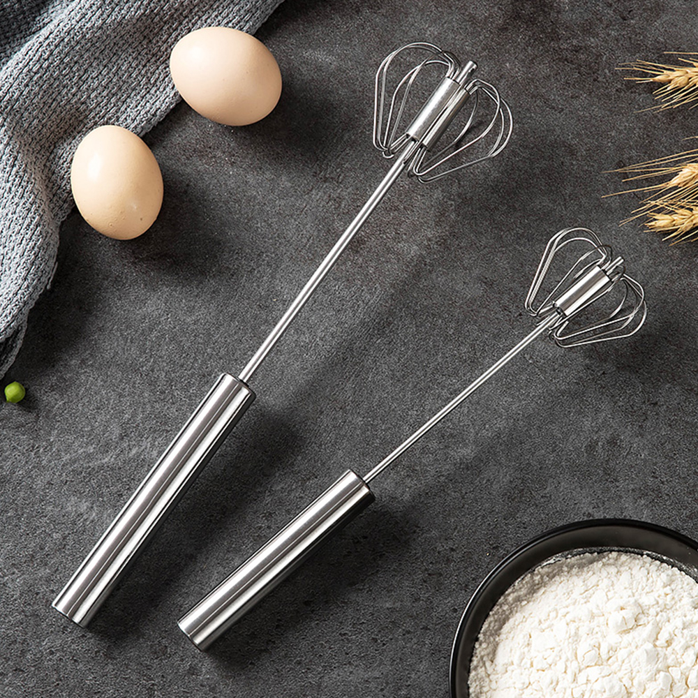 Semi-automatic Egg Beater Stainless Steel Egg Whisk Manual Hand Mixer Self Turning Egg Stirrer Kitchen Egg Tools