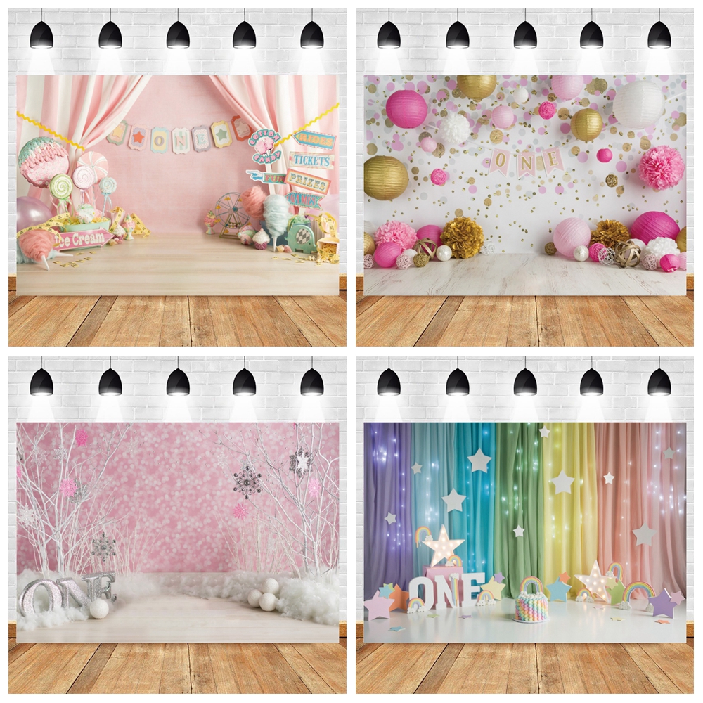 Birthday Photo Backdrop Curtain Candy Bar Banner For Photo Studio Props Vinyl Photographic Backgrounds Baby Shower Photophone