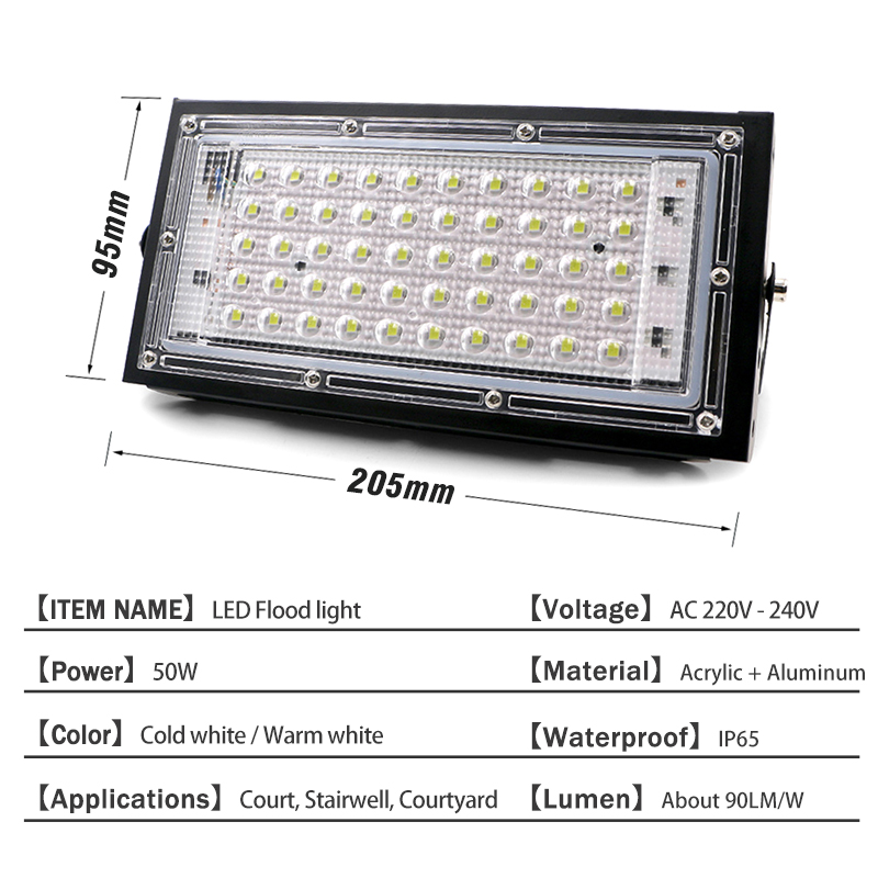 4pcs/lot 50W LED Flood Light Spotlight AC 220V 240V Led Reflector Cast light Floodlights IP65 Waterproof LED Street Lamp