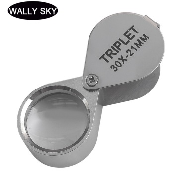 Folding Jewllery Loupe Portable Magnifying Glass Pocket Size Lovely Jewllery Magnifier 30X Magnification Metal Silver 30*21 mm