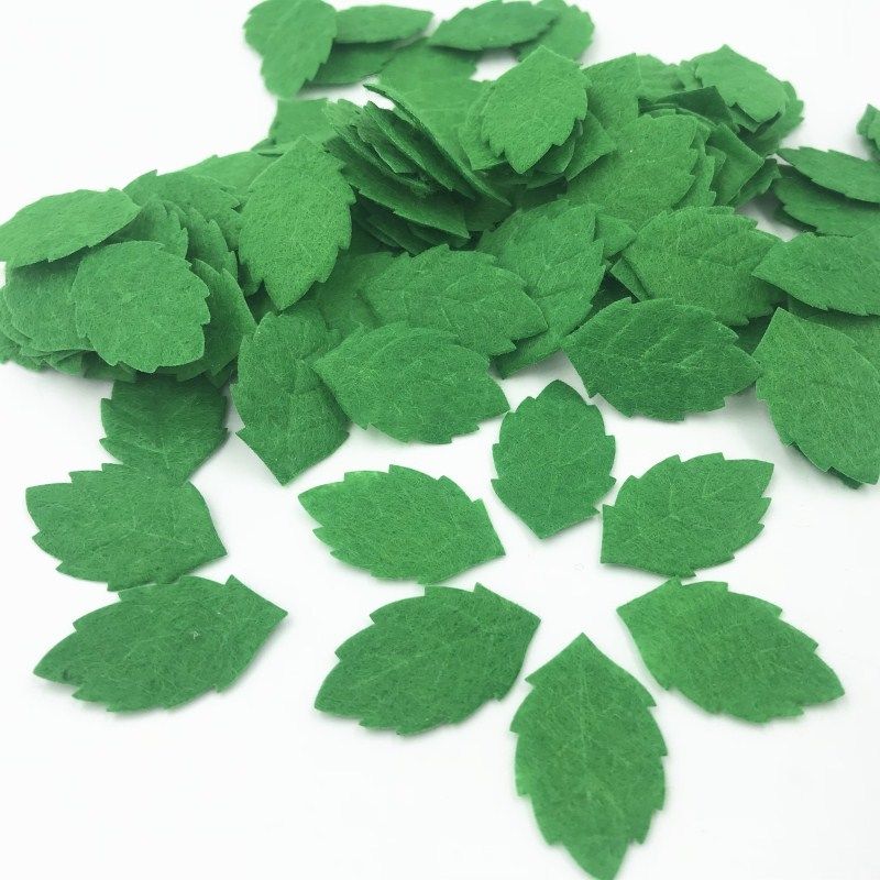 200pcs Green Leaves-shape Felt Card making decoration Sewing crafts 30mm