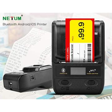 NETUM Bluetooth Thermal Label Printer Mini Portable 58mm Receipt Printer Small for Mobile Phone Ipad Android / iOS NT-G5