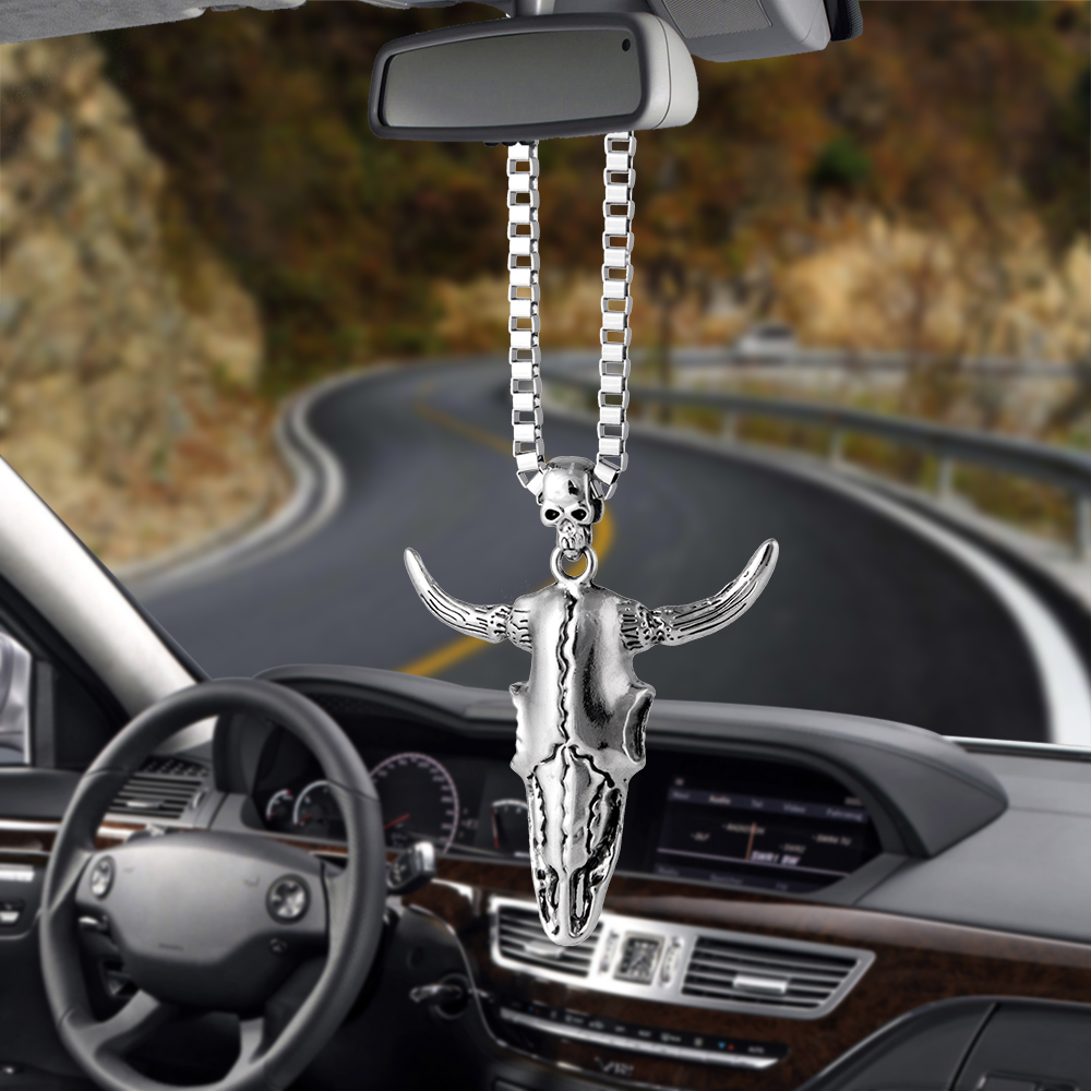 Car Pendant Ornaments Charms Alloy Ox head bull Rearview Mirror Decoration Hanging Automobiles Decor Accessories Holiday Gifts
