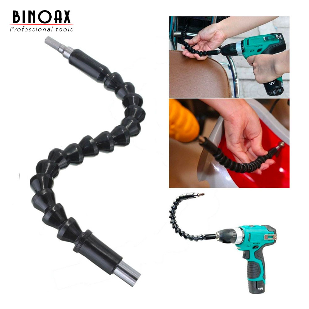 Binoax 295mm Electronics Drill Black Flexible Shaft Bits Extention Screwdriver Bit Holder Connect Link