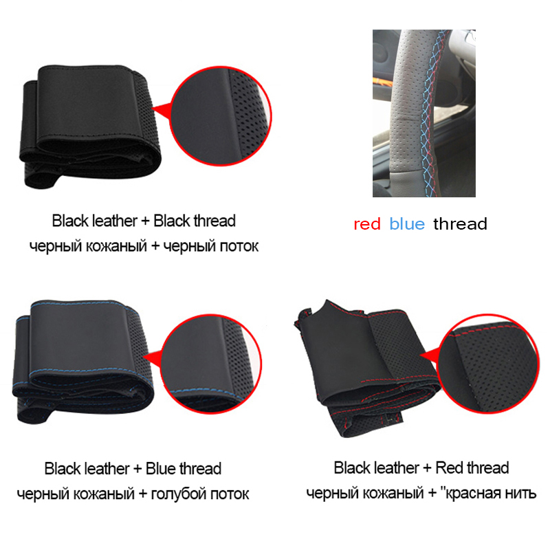 GNUPME Quality DIY Customized Hand-Stitched Black Artificial Leather Car Steering Wheel Cover for BMW E39 E46 325i E53 X5 X3