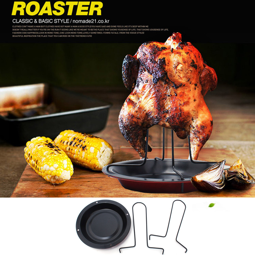 New Kitchen Outdoor BBQ Tools Chicken Duck Holder Rack Grill Stand Roasting For BBQ Rib Non Stick Carbon Steel #LL